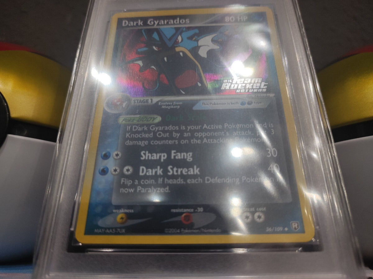 Pokémon Karte Dark Gyarados 36/109 Reverse Holo Stamp Rocket Returns PSA PGS 8,5