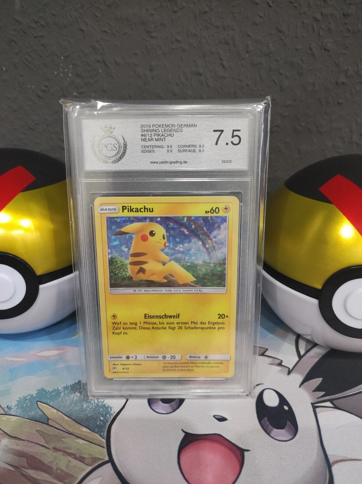 Pokémon Karte Pikachu Holo Promo 6/12 Schimmernde Legenden PSA PGS 7,5 NM