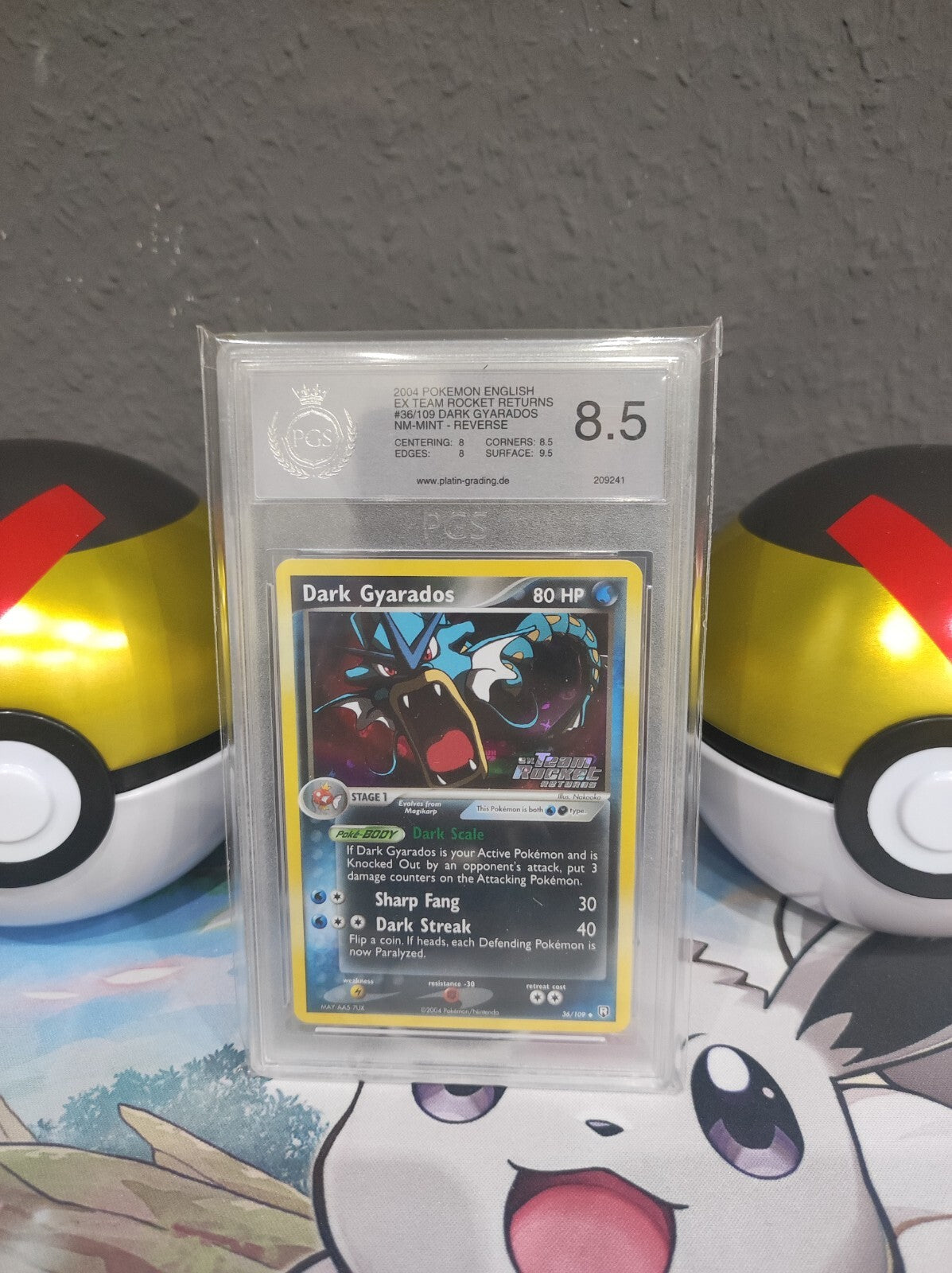 Pokémon Karte Dark Gyarados 36/109 Reverse Holo Stamp Rocket Returns PSA PGS 8,5