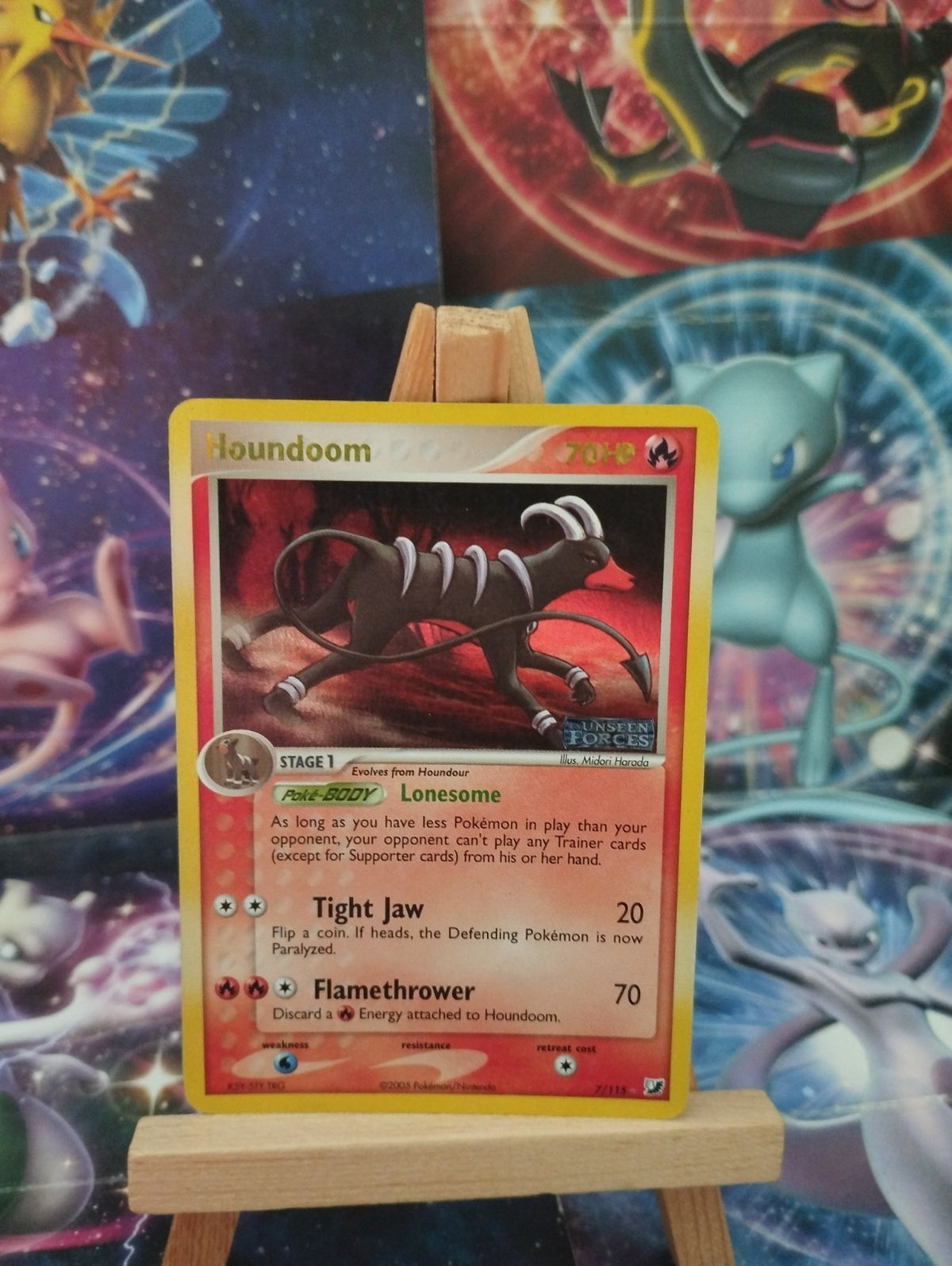 Pokémon Karte Houndoom Reverse Holo Stamp ex Unseen Forces 7/115 EN PSA LP