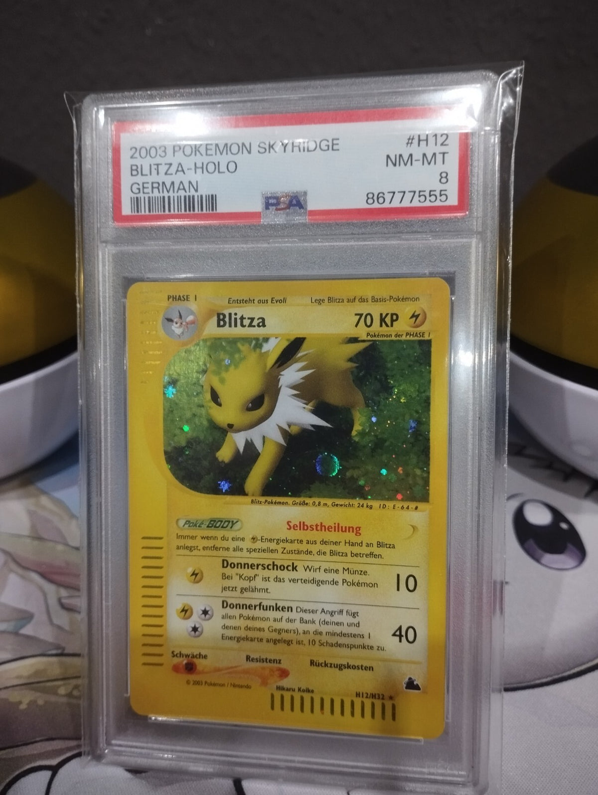 Pokémon Karte Bltza H12/H32 PSA 8 Holo Skyridge WOTC Jolteon DE NM Mint