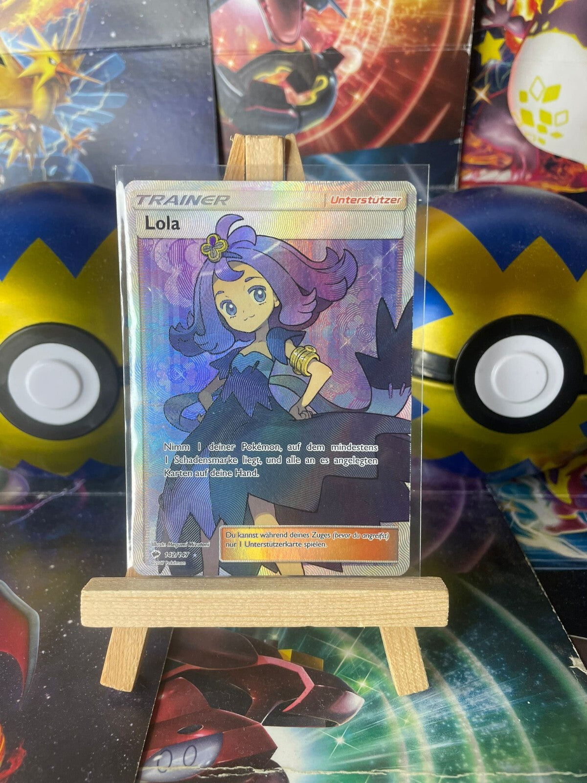 Pokémon Karte Lola 142/147 Fullart Trainer Nacht in Flammen DE PSA PL Acerola