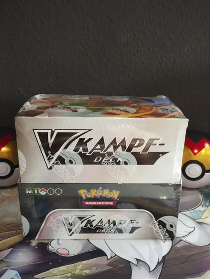 Pokémon V Kampf-Deck Display x8 OVP Neu Victini V Guardevoir V DE PSA Sealed Box