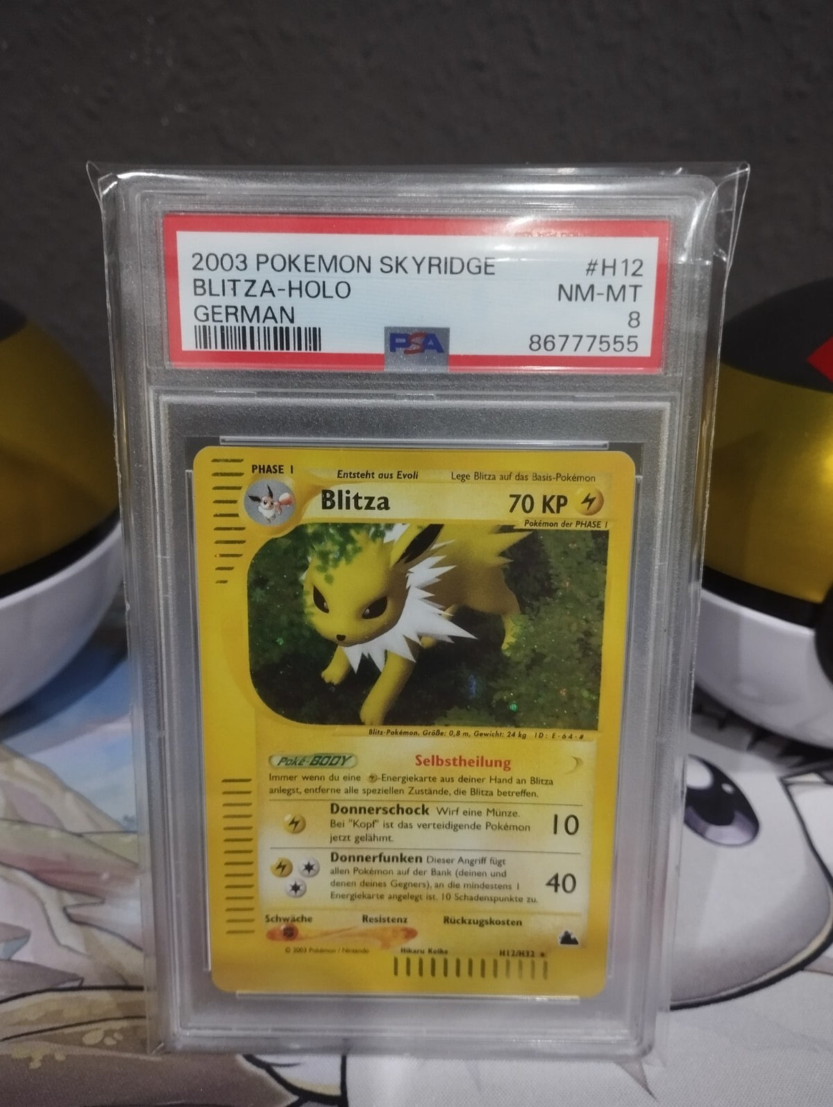 Pokémon Karte Bltza H12/H32 PSA 8 Holo Skyridge WOTC Jolteon DE NM Mint