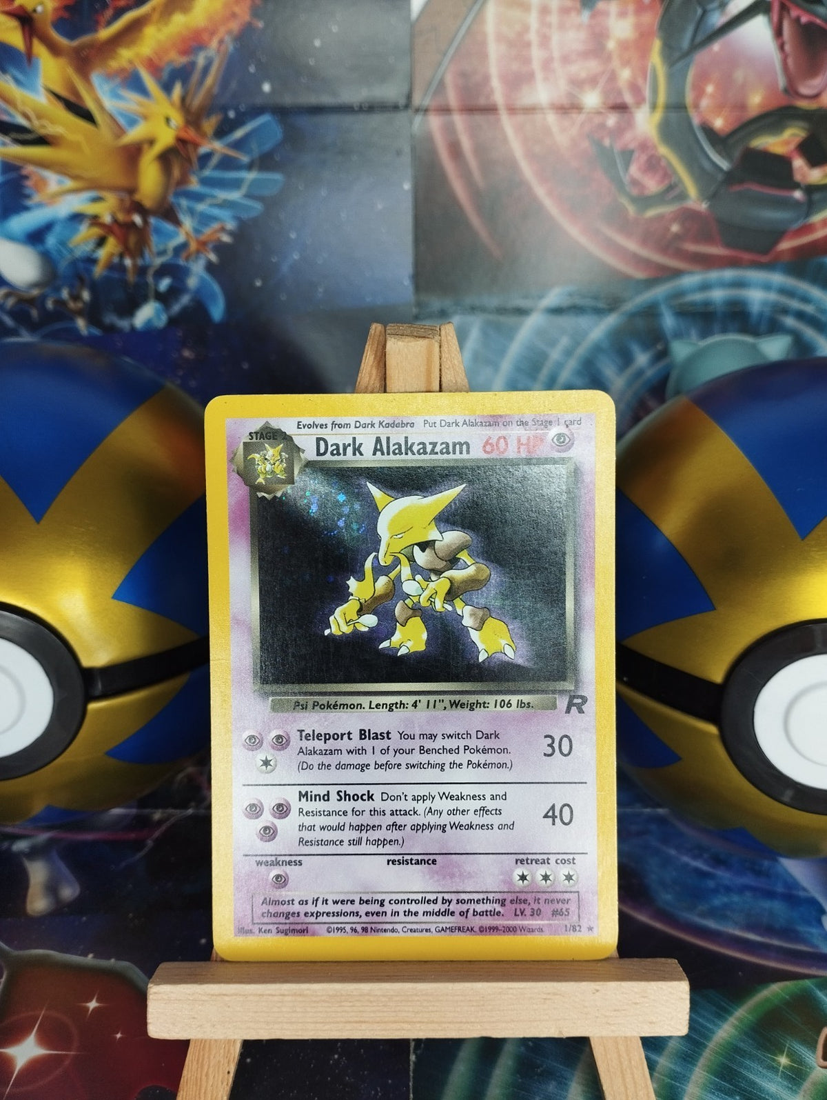 Pokémon Karte Dunkles Simsala 1/82 Team Rocket Dark Alakazam Holo PSA EN LP 