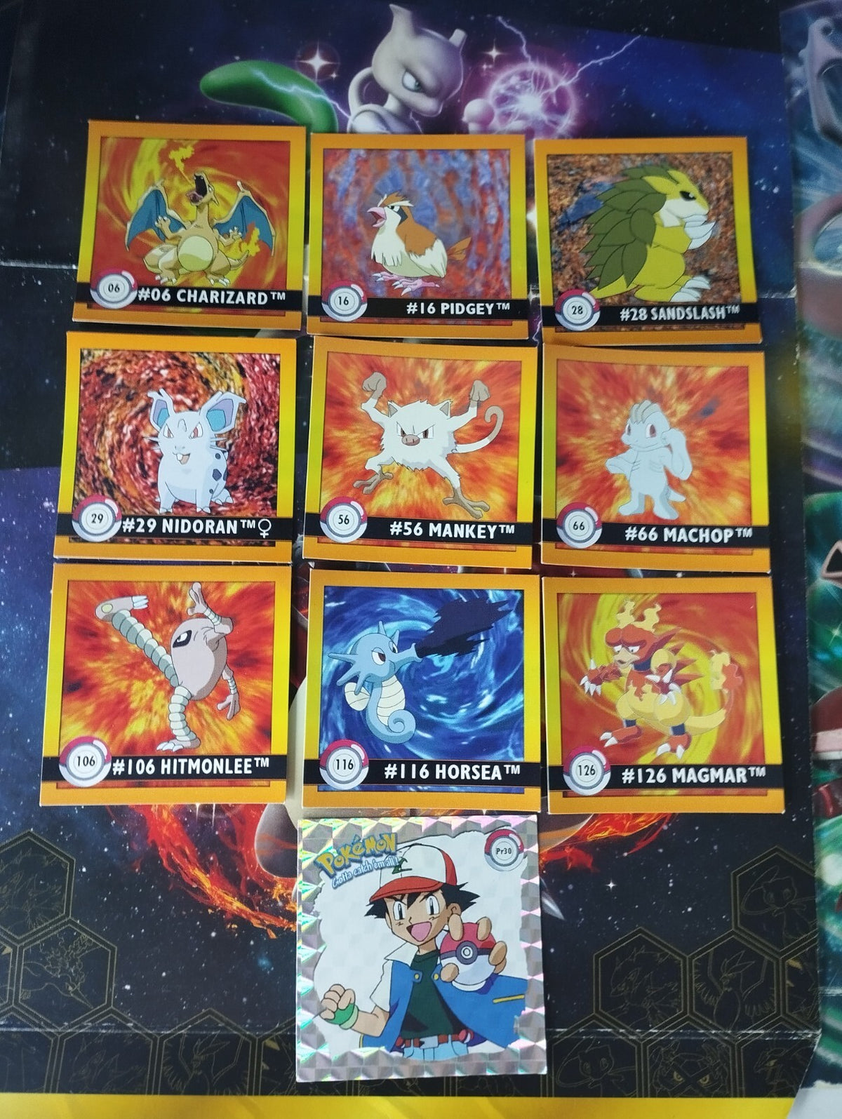 Pokémon Sticker Sammlung Glurak Charizard Ash Holo Lot NM Top WOTC PSA