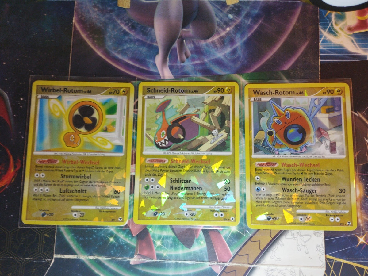 Pokémon Karte Set Wirbel Schneid Wasch Rotom RT1 RT4 RT5 Aufstieg der Rivalen x3