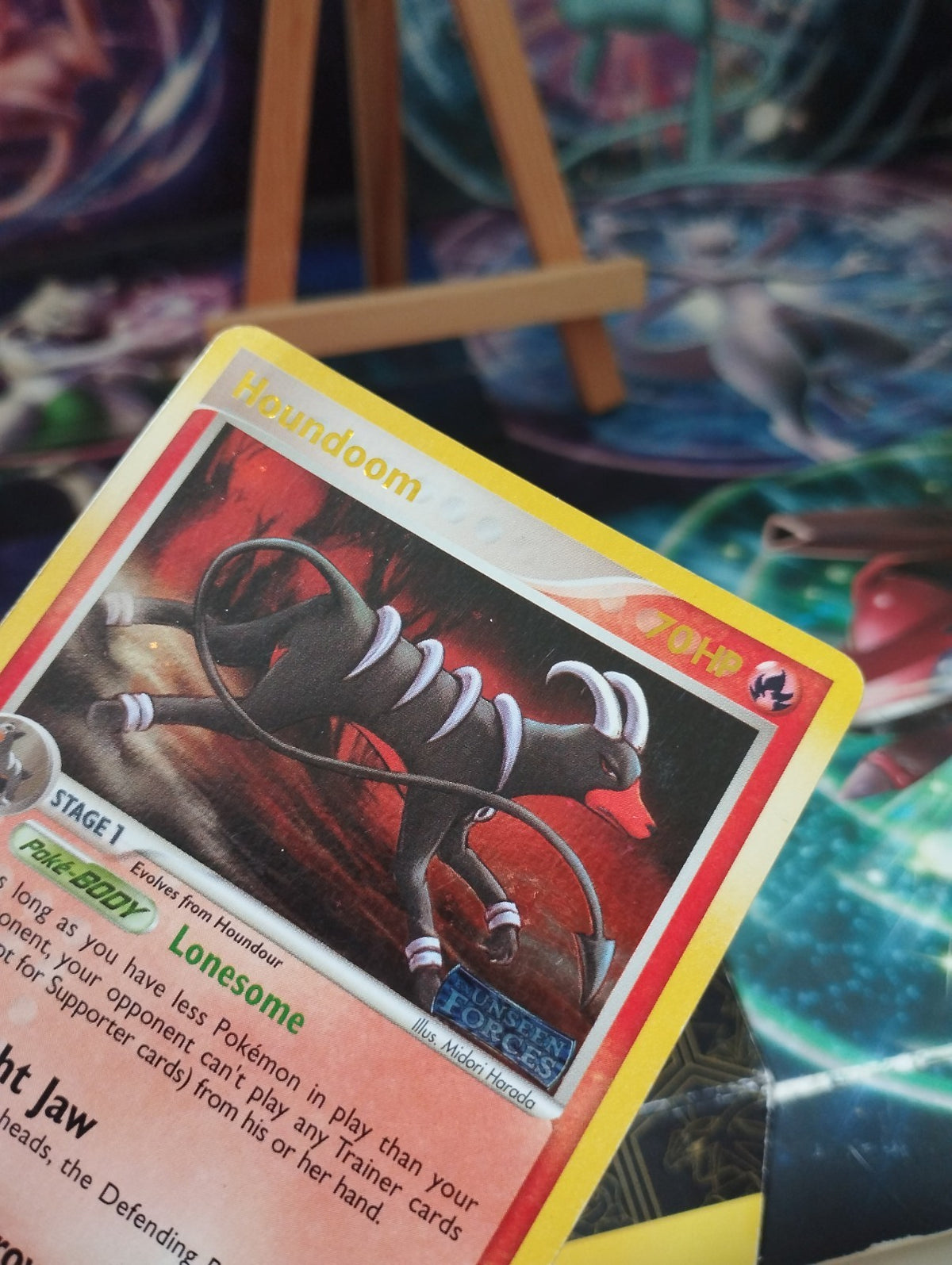 Pokémon Karte Houndoom Reverse Holo Stamp ex Unseen Forces 7/115 EN PSA LP