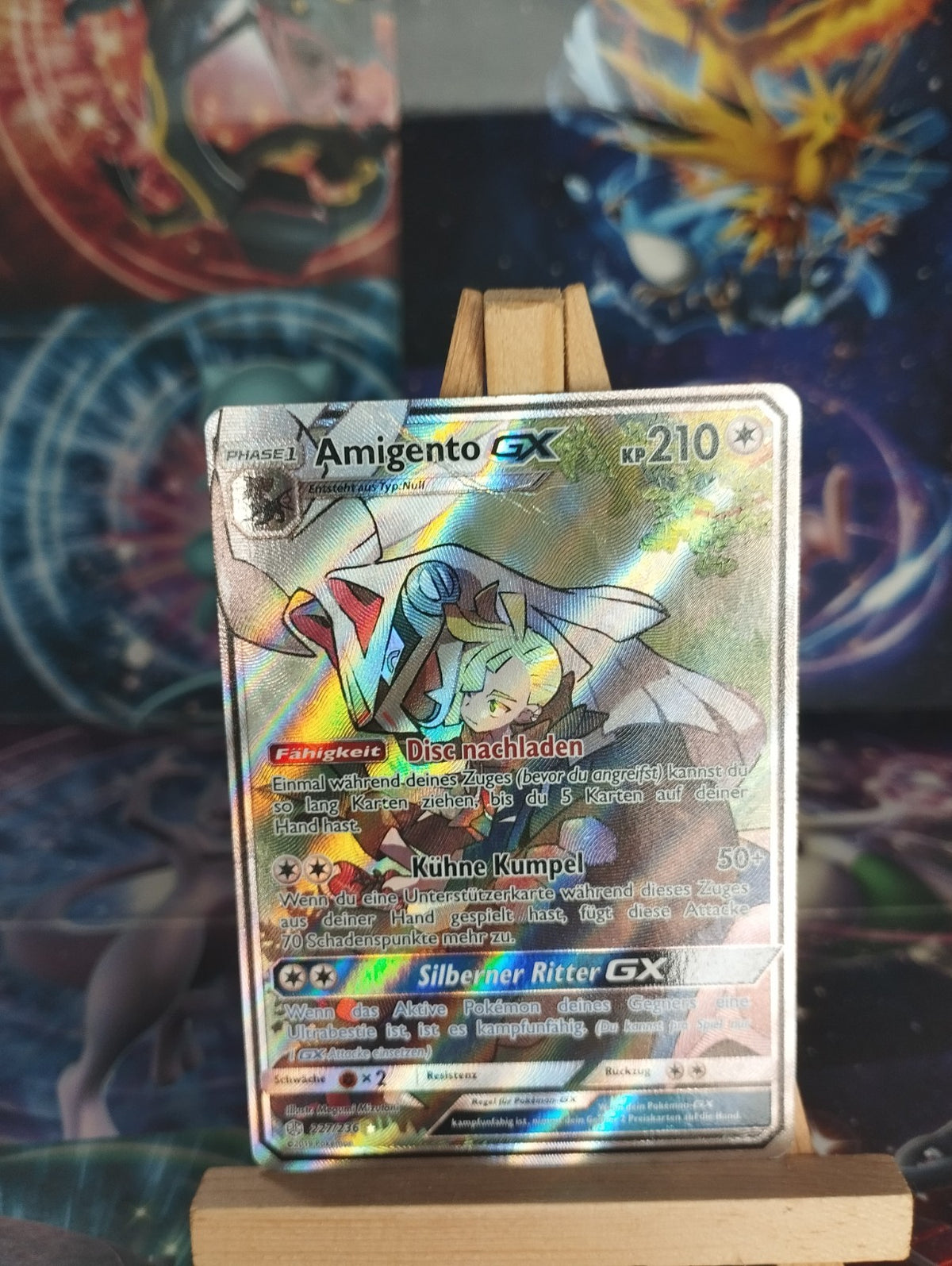 Pokémon Amigento GX Alt Art 227/236 Welten im Wandel DE PSA PL Silvally