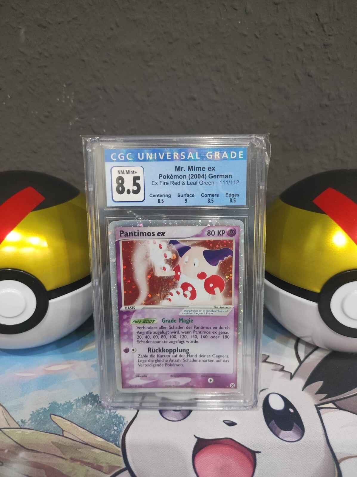 Pokémon Karte Pantimos ex 111/112 Feuerrot & Blattgrün PSA CGC 8,5 Mint Mr.Mime 