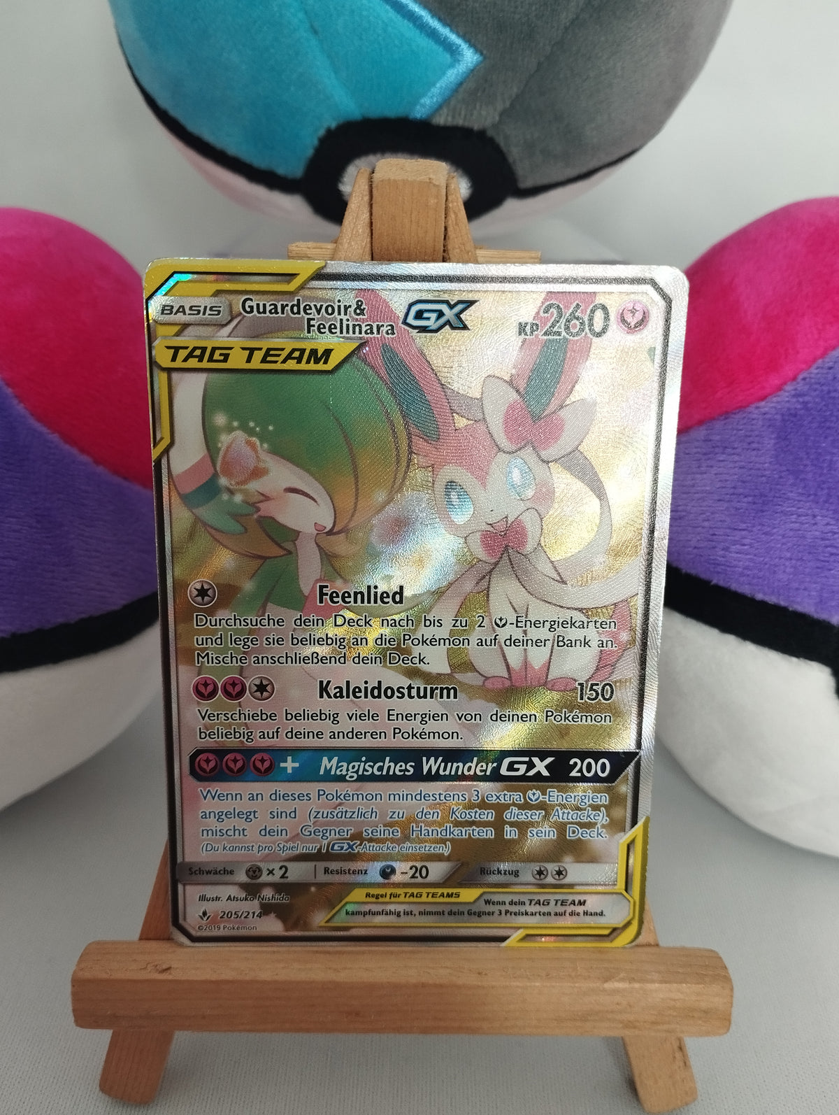 Pokémon Guardevoir&Feelinara GX Alt Art 205/214 Kräfte im Einklang DE PSA LP